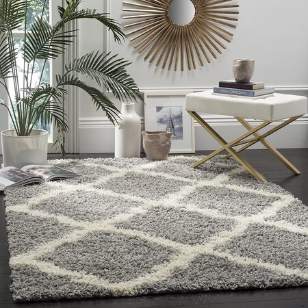 Safavieh 4 x 4 ft. SGD-Dallas Shag Power Loomed Square Area Rug; Grey & Ivory SGDS257G-4SQ